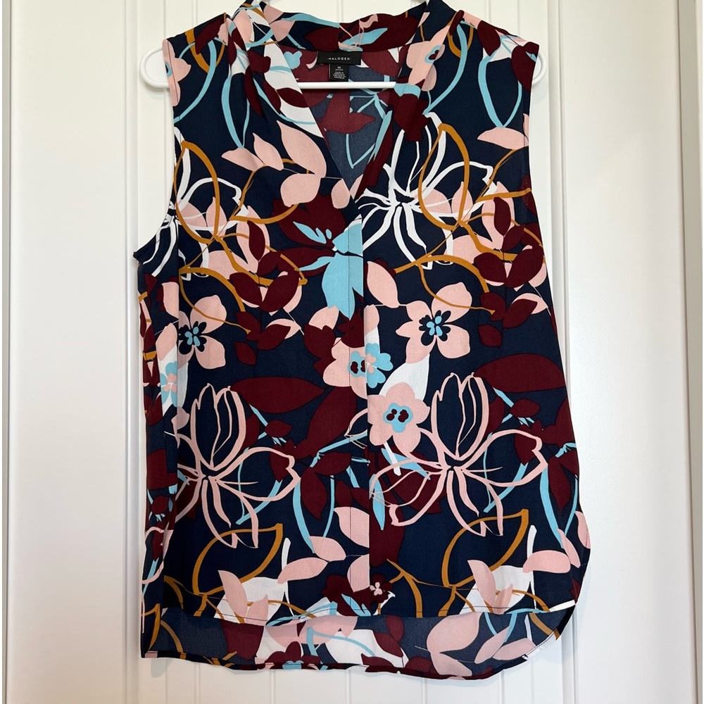 Halogen V-Neck Sleeveless Top Medium Petite